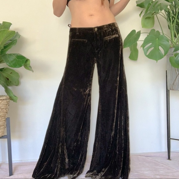 Brown Velvet Wide Leg Pants | Poshmark